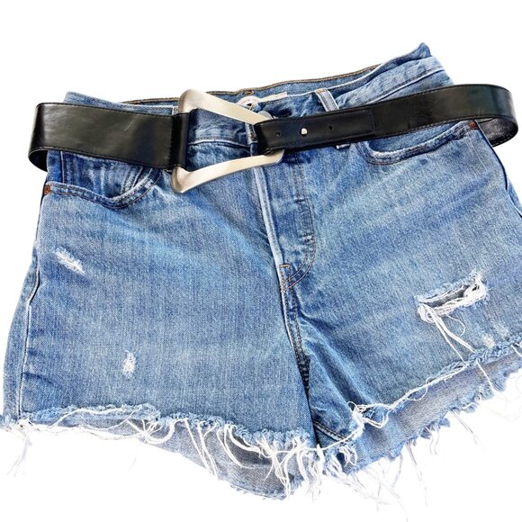 Unique Black Dress Belt Large Abstract Shape Buckle Women's Size Large - Picture 2 of 8